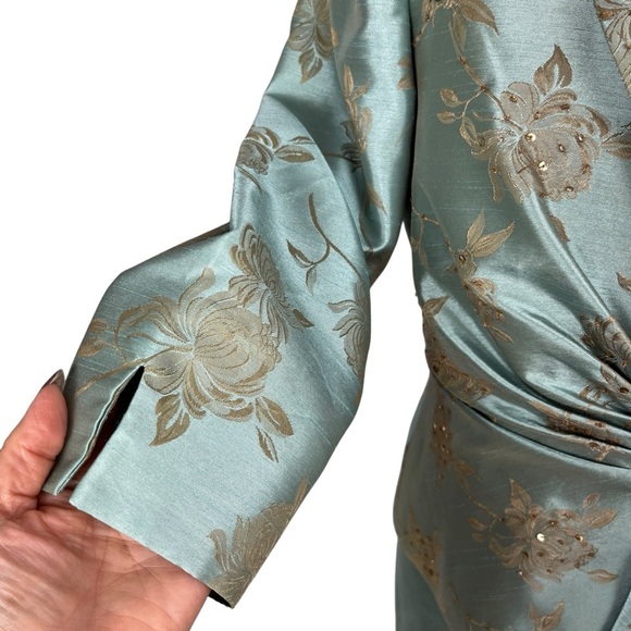 VTG JESSICA HOWARD Seaglass Blue Sheath Dress with Brocade Jacket 10P MOB MOG - Picture 5 of 15